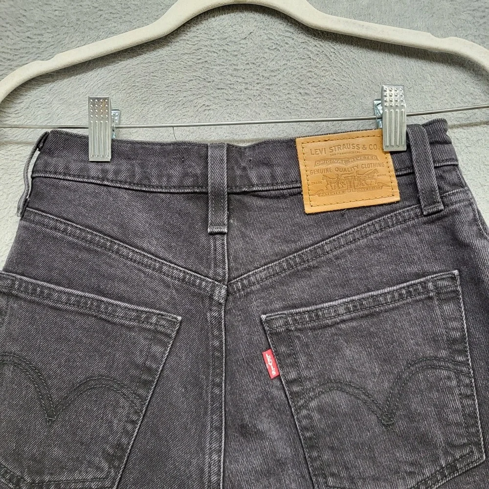 Levi's 501 Womens‎ Shorts 24 Black Big E Ribcage Cut Off High Rise Button Fly